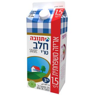 חלב תנובה 3% שומן 1.5 ל' קרטון עד"ח