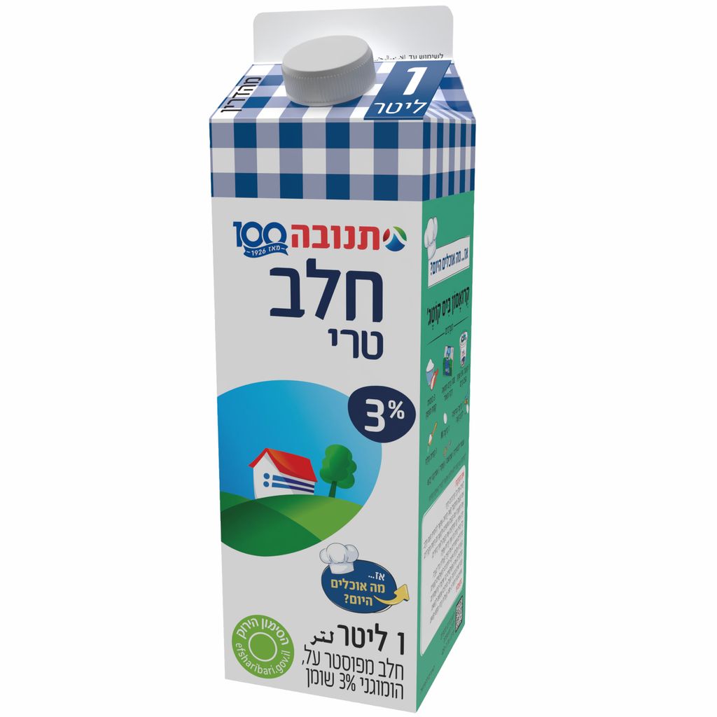 חלב תנובה 3% שומן 1 ל' קרטון בד"צ