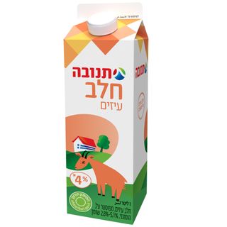 חלב עיזים תנובה 4% שומן 1 ל' קרטון בד"צ