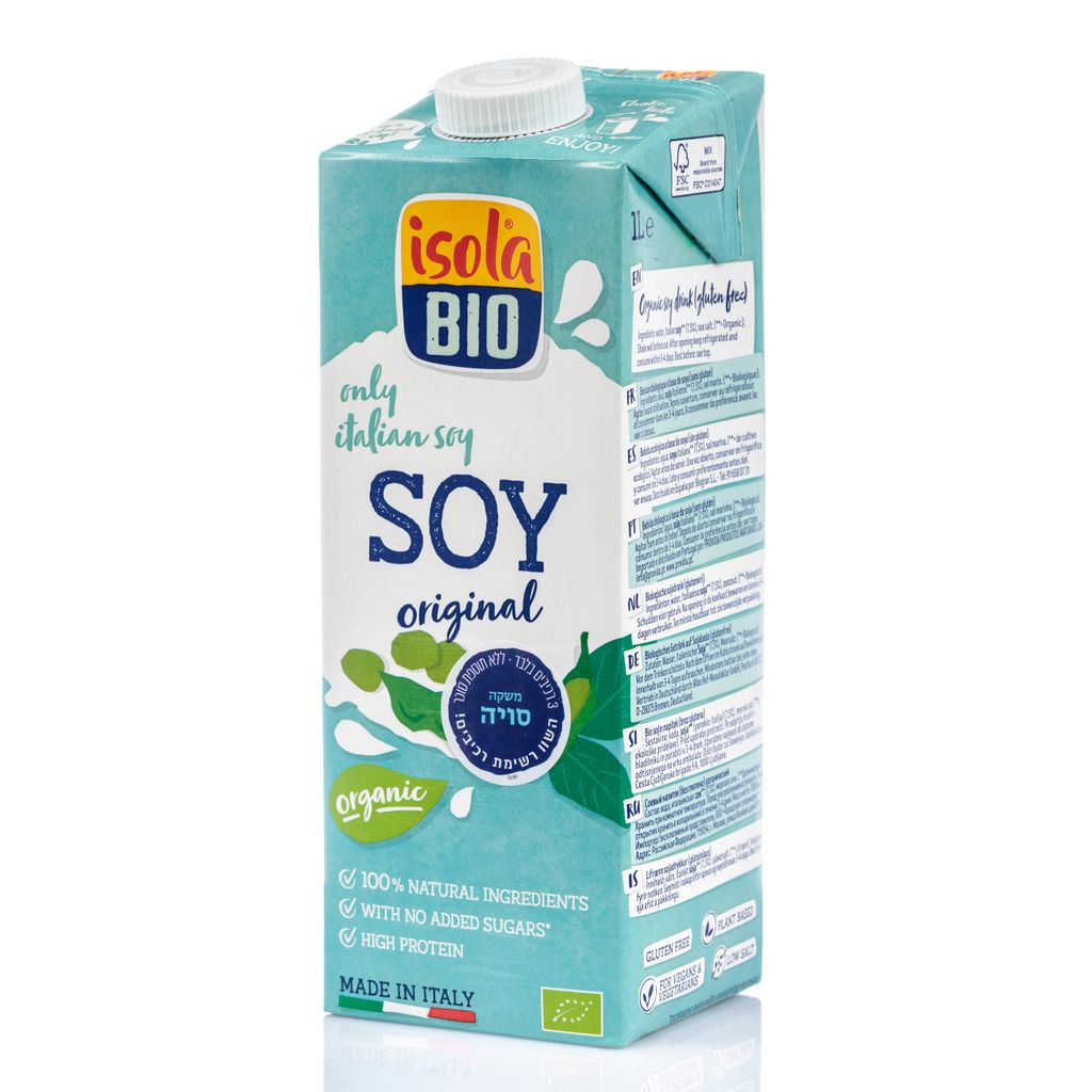 חלב סויה אורגני 1ליטר ISOLA
